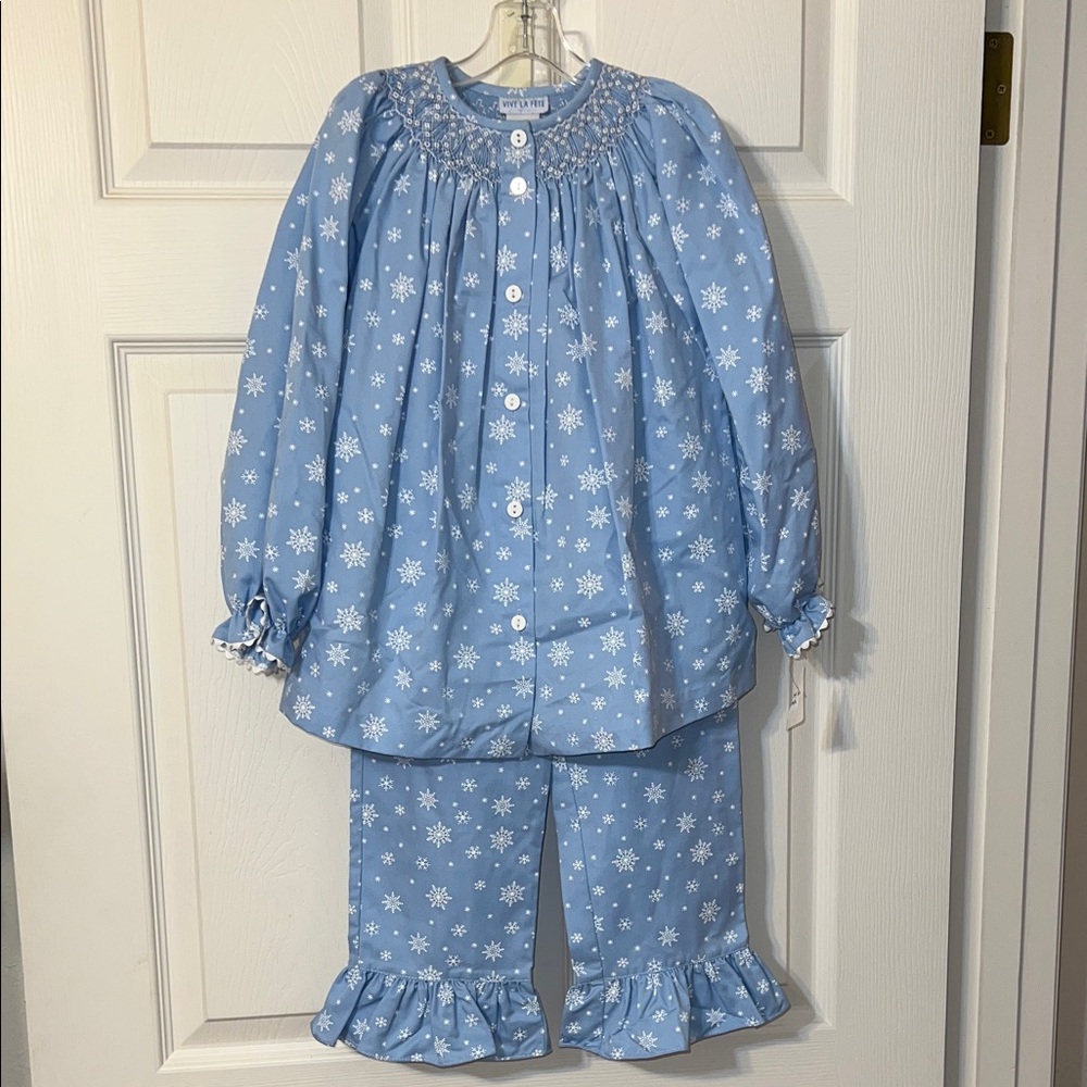 Vive La Fete Charming Blue Snowflake Kids Pajama Set NWT
